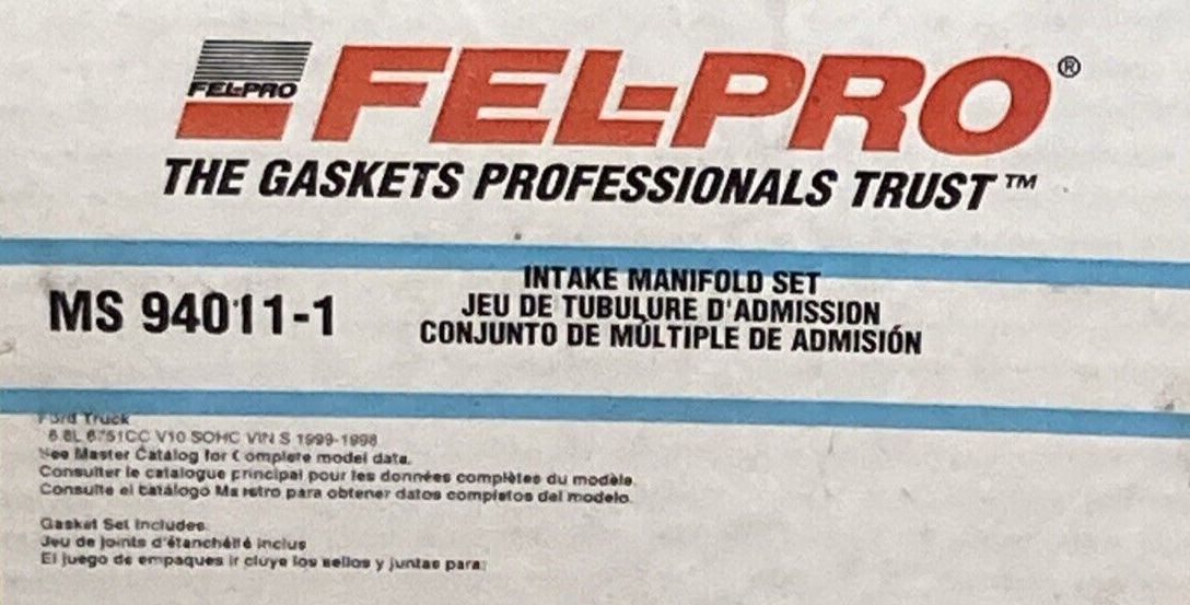 NEW FEL-PRO MS 94011-1 INTAKE MANIFOLD GASKET KIT INCOMPLETE W/ ADDITIONAL PARTS