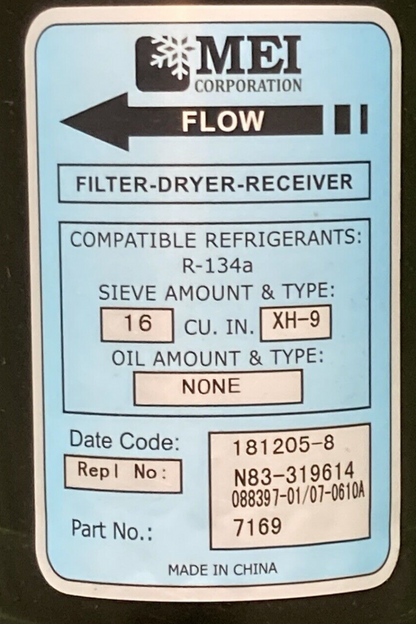 NEW TRUCK AIR PARTS 07-0610A Truck Air A/C Receiver Drier 3"OD 10"L MEI 7169