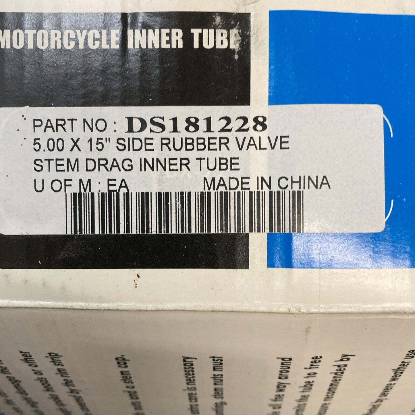 NEW GENUINE DRAG SPECIALTIES DS181228 INNER TUBE 5.00X15" SIDE RUBBER VALVE STEM