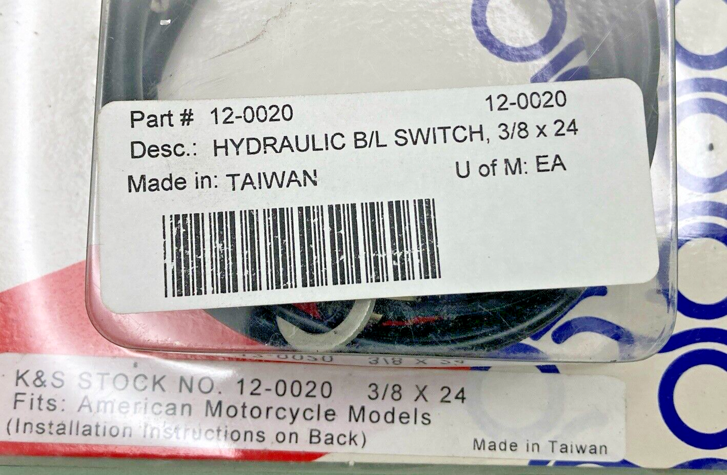 NEW GENUINE K&S TECHNOLOGIES 12-0020 HYDRAULIC BRAKE LIGHT SWITCH