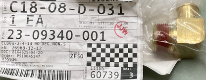 NEW FREIGHTLINER 23-09340-001 ELBOW PIPE TO HOSE 3/4-14" 90° Non-Soldered Joints