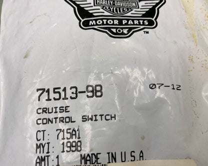 NEW GENUINE HARLEY-DAVIDSON 71513-98 CRUISE CONTROL SWITCH