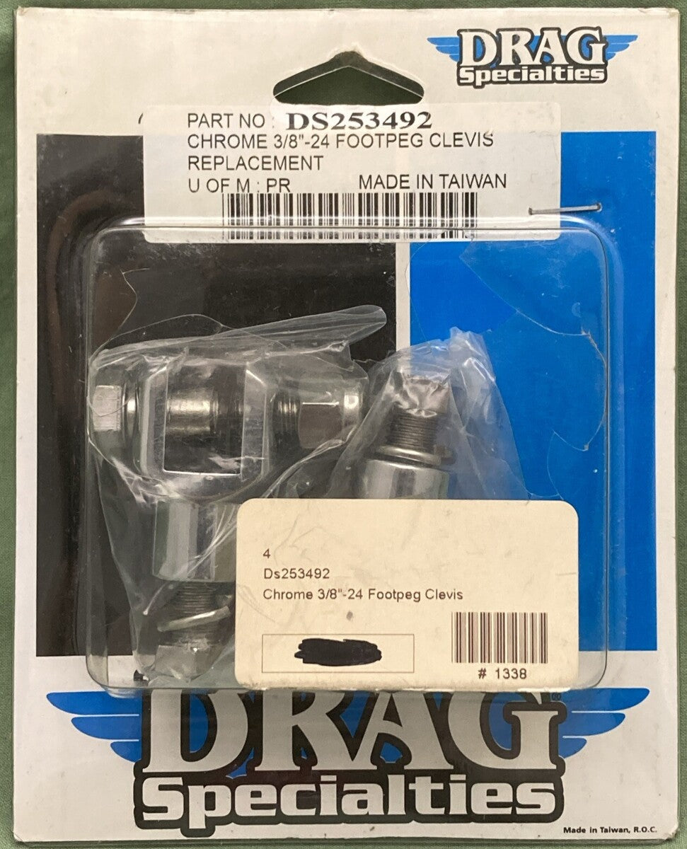 NEW GENUINE DRAG SPECIALTIES DS253492 CHROME FOOTPEG CLEVIS REPLACEMENT 3/8"-24