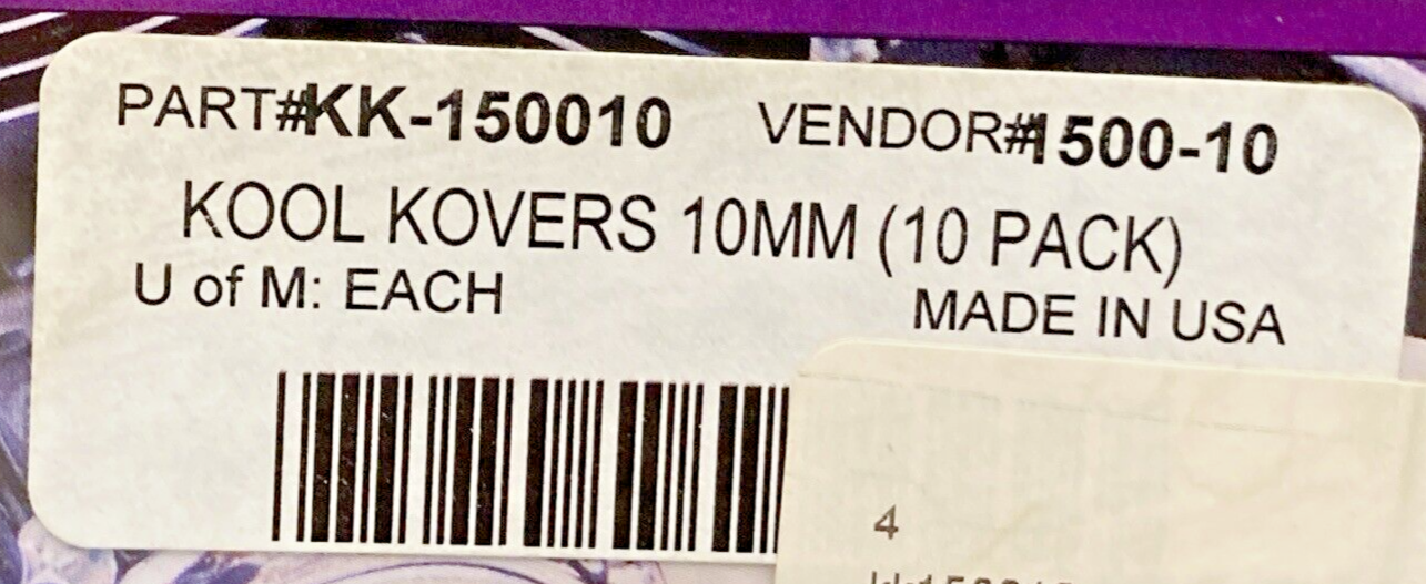 NEW GENUINE KOOL KOVERS KK-150010 10MM CHROMED COVERS FOR NON PLATED NUT & BOLT