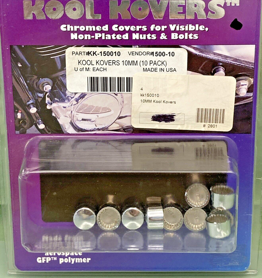NEW GENUINE KOOL KOVERS KK-150010 10MM CHROMED COVERS FOR NON PLATED NUT & BOLT