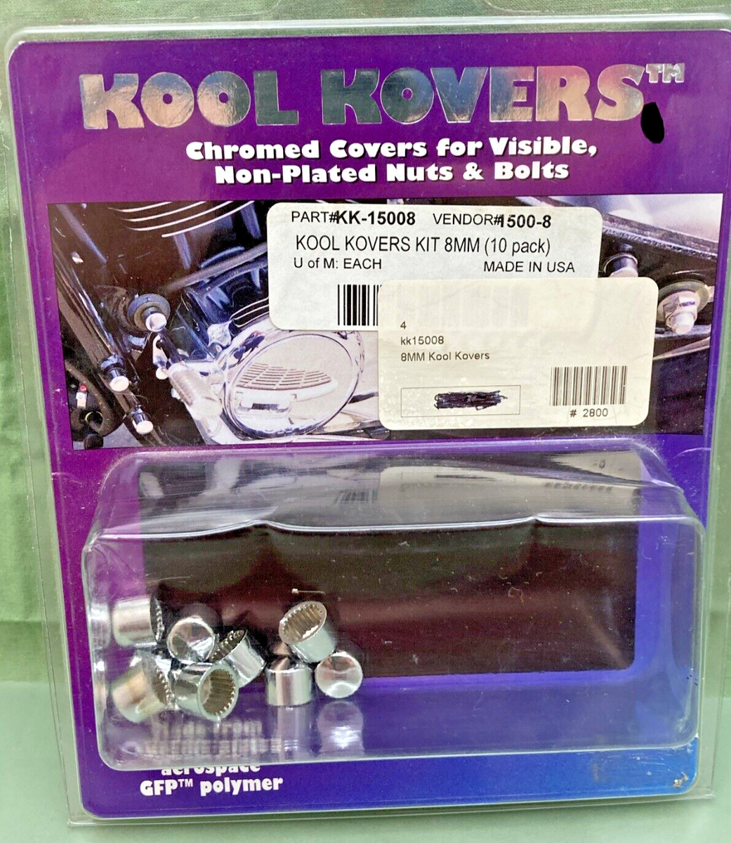 NEW GENUINE KOOL KOVERS KK-15008 8MM CHROME COVER NON-PLATED NUT &BOLT