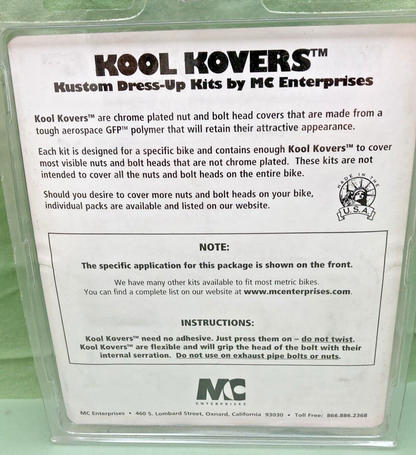 NEW GENUINE KOOL KOVERS KK-15008 8MM CHROME COVER NON-PLATED NUT &BOLT