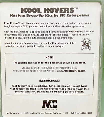 NEW GENUINE KOOL KOVER KK-150012 12MM CHROMED COVER NON-PLATED NUT & BOLT
