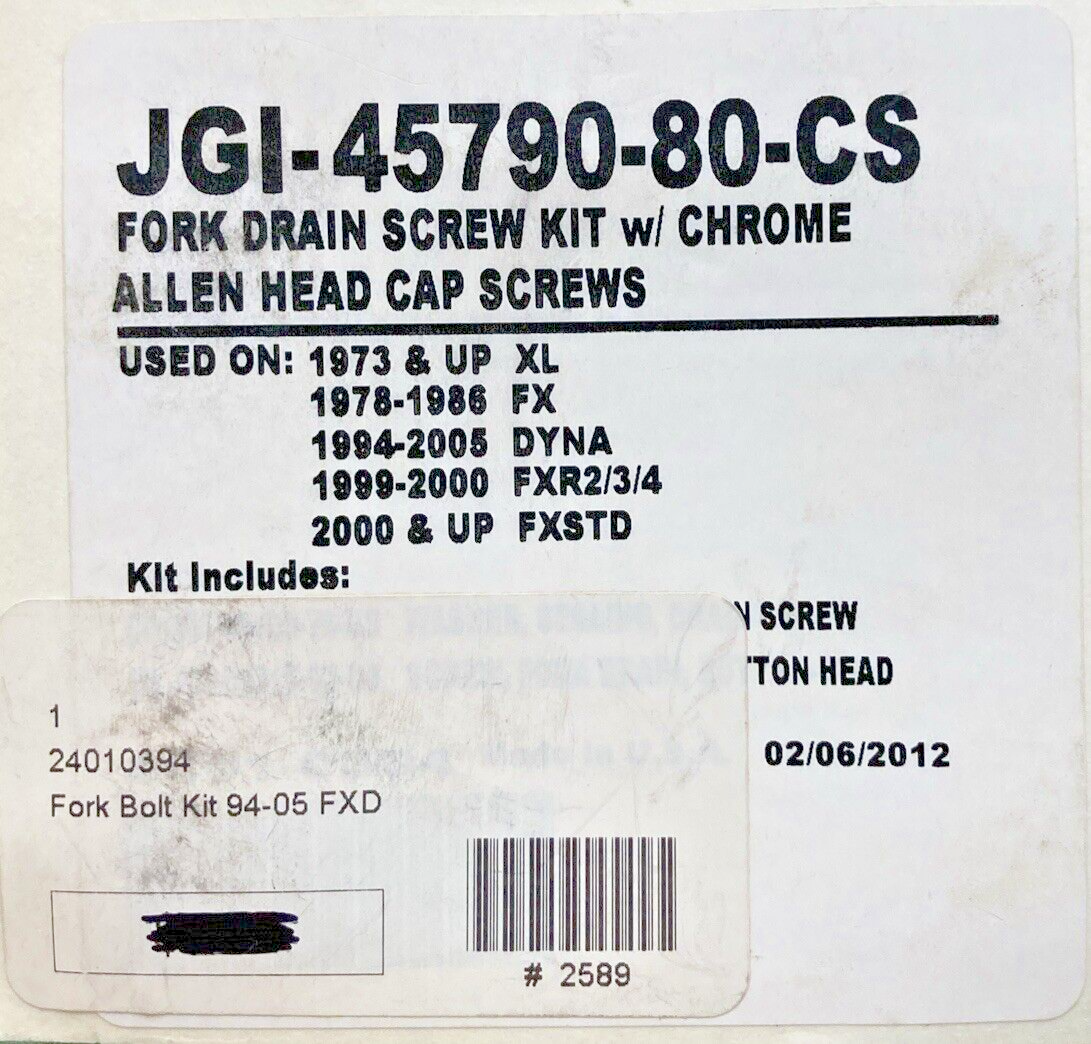 NEW GENUINE JAMES GASKETS JGI-45790-80-CS CHROME FORK DRAIN SCREW KIT