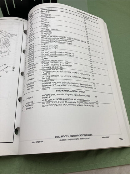HARLEY DAVIDSON 99457-12 VRSC MODELS 2012 PARTS CATALOG