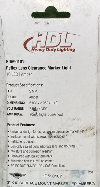 NEW GENUINE HDL HD59010Y Reflex Auxiliary Turn Clearance Marker AMBER W/ WIRING