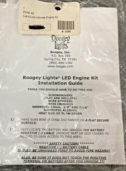 NEW GENUINE BOOGEY LIGHTS ZCNC KIT CUT N' CLICK TRIKE BASIC WIRING KIT