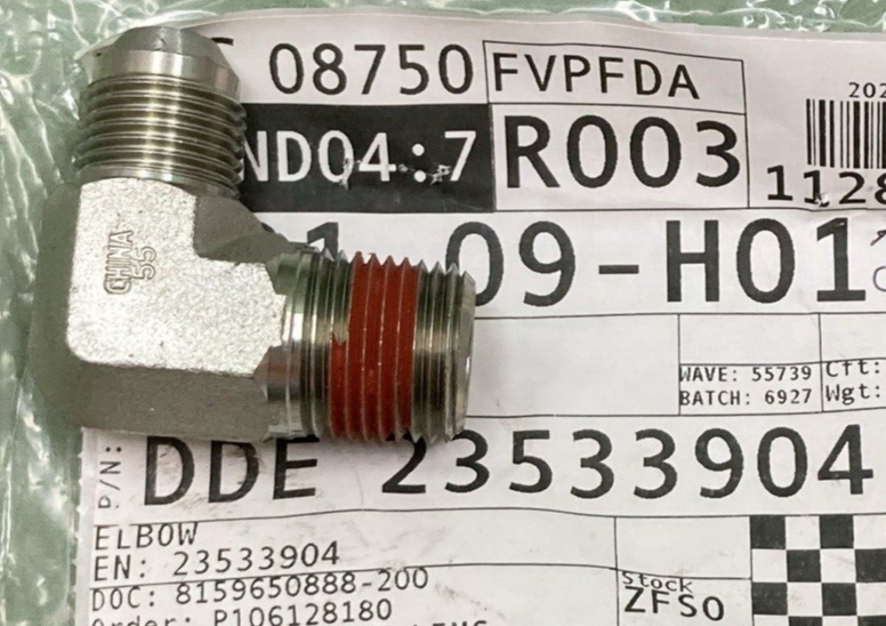 NEW GENUINE DETROIT DIESEL DDE 23533904 Elbow 90° 3/4''-16 x 1/2''-14