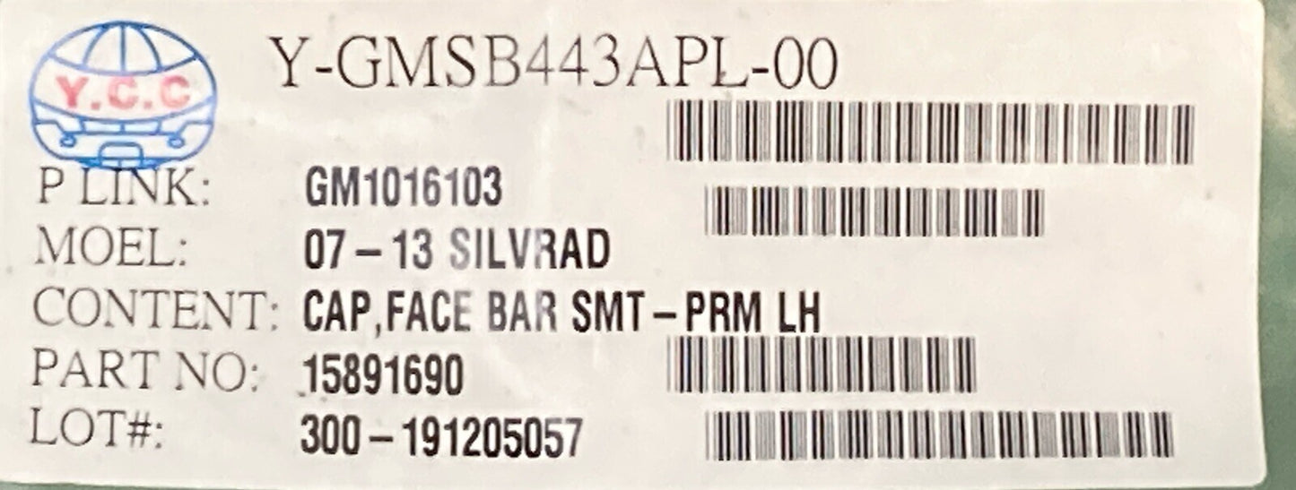 NEW GENUINE Y.C.C 15891690 Front Bumper-End Cap Left FITS 08-13 CHEVY SILVERADO