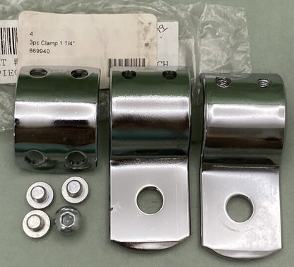 NEW REPLACES BIKER'S CHOICE 669940 THREE PIECE CLAMP SET 1 1/4"