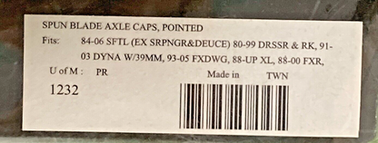 NEW GENUINE KURYAKYN 1232 SPUN BLADE AXLE CAPS POINTED