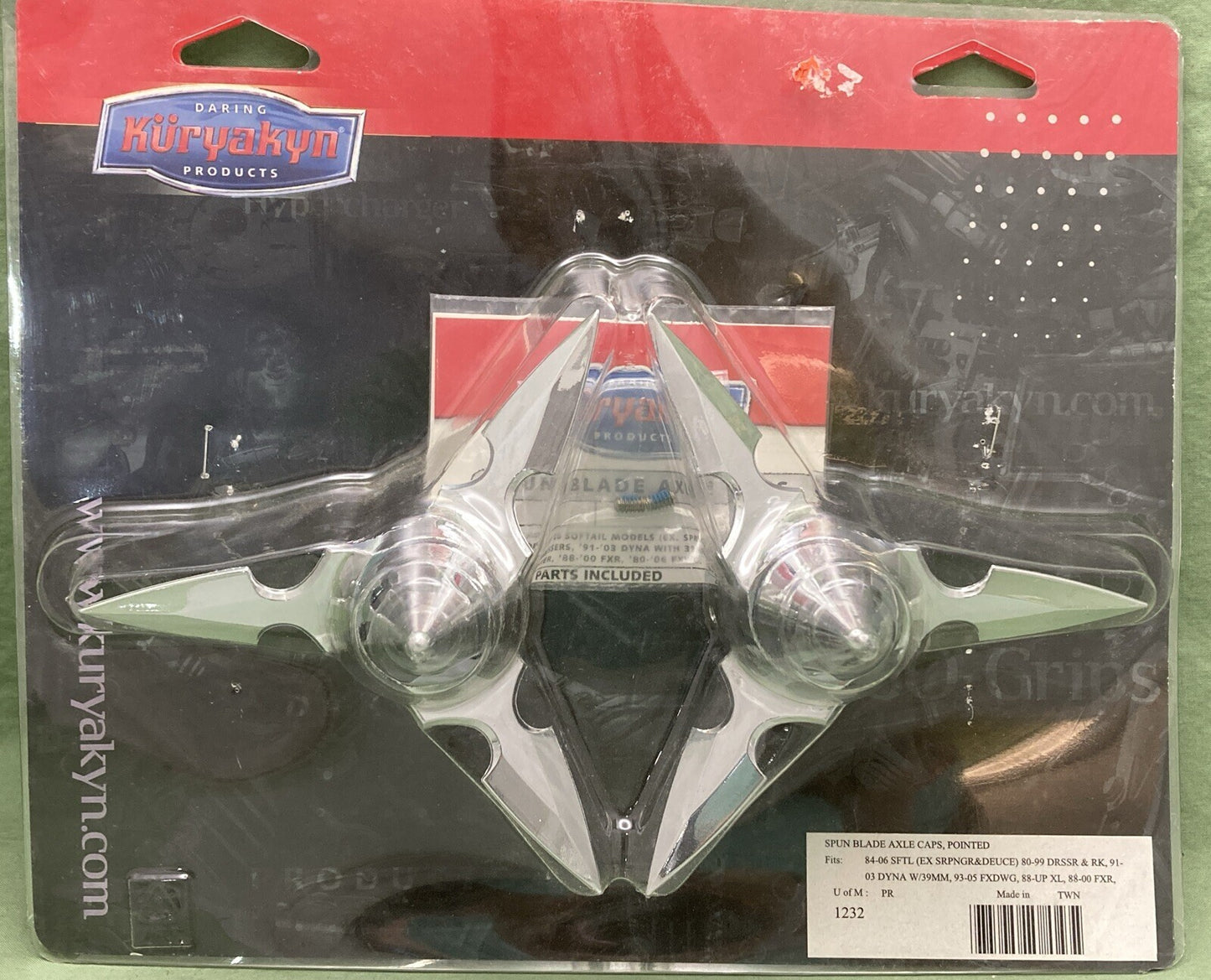 NEW GENUINE KURYAKYN 1232 SPUN BLADE AXLE CAPS POINTED