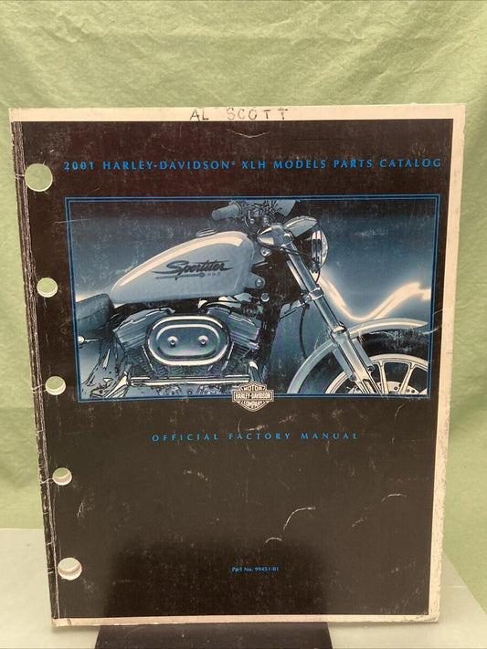 HARLEY DAVIDSON 99451-01 XLH MODELS 2001 OFFICAL FACTORY PARTS CATALOG