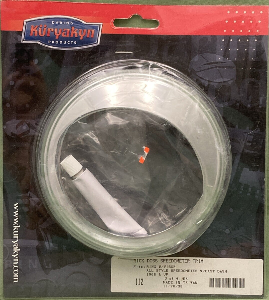 NEW GENUINE KURYAKYN 112 RICK DOSS SPEEDOMETER Trim Ring with Visor
