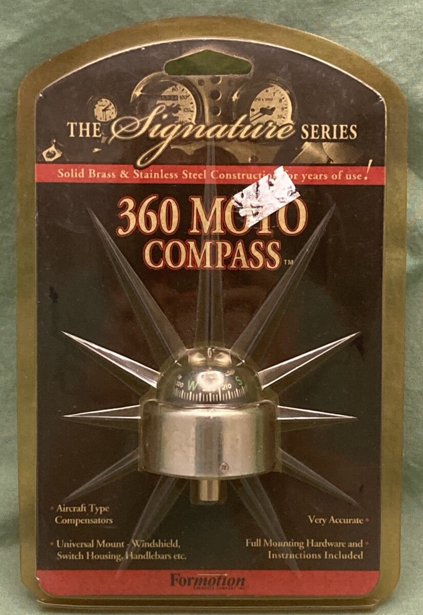 NEW SIGNATURE SERIES CA-35820 360 MOTO COMPASS STAINLESS STEEL BLACK BALL