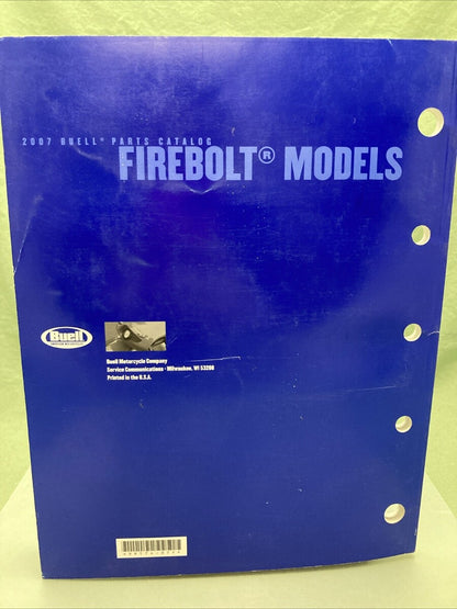 HARLEY DAVIDSON BUELL 99574-07Y FIREBOLT MODELS 2007 PARTS CATALOG