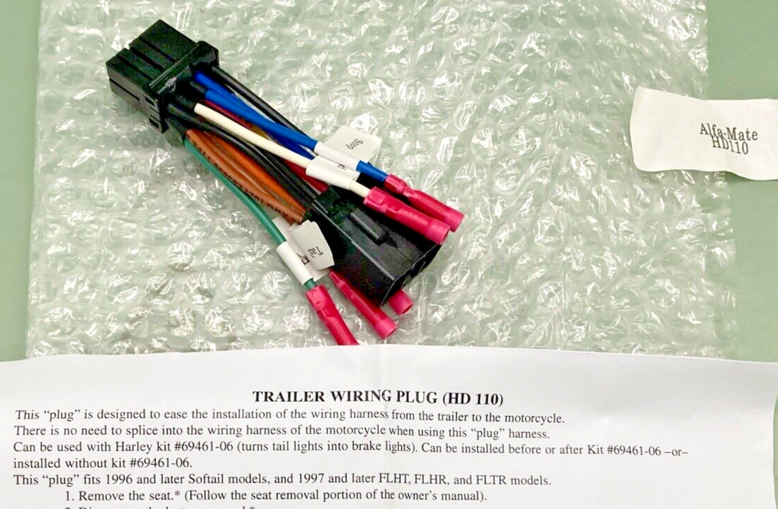 NEW GENUINE ALFA-MATE HD110 MOTORCYCLE TRAILER WIRING PLUG