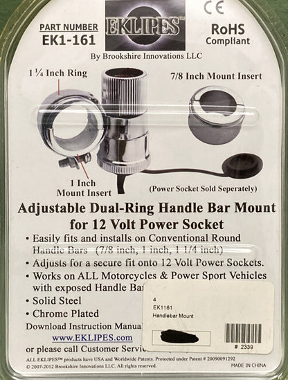 NEW EKLIPES EK1-161 DUAL RING MOUNT 12 VOLT POWER SOCKET