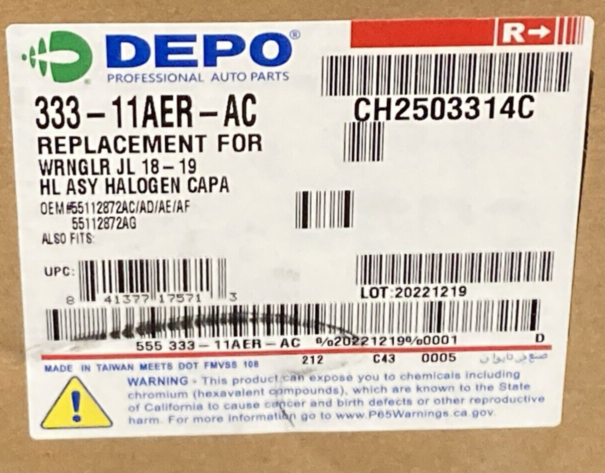 NEW DEPO 333-11AER-AC HEADLIGHT ASSEMBLY RIGHT HALOGEN