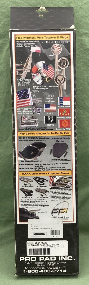 NEW PRO PAD RFM-SQ15 13" Square Rack Flag Mount
