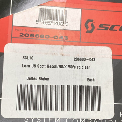 NEW SCOTT 206680-043 Standard Clear Lens RECOIL/NS/XI/80S