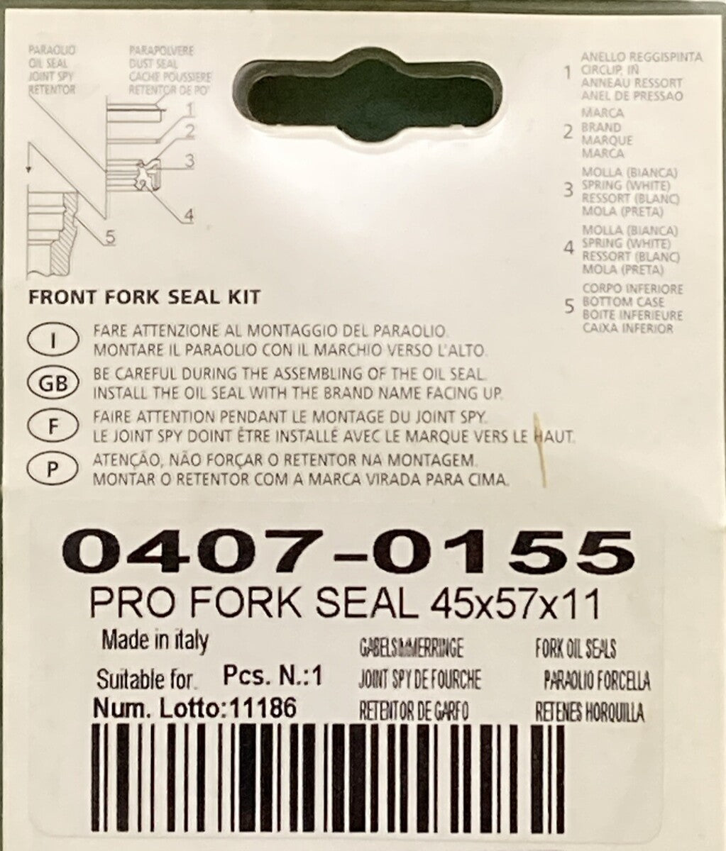 NEW GENUINE PARTS UNLIMITED 0407-0155 Front Fork Seals Set 45x57x11