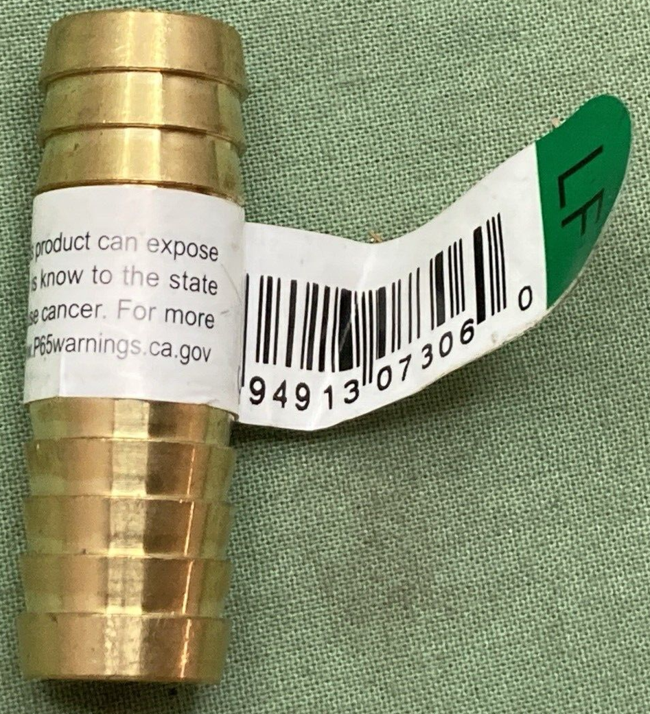 NEW JMF 4504619  BRASS NIPPLE 1/2" X 1/2"