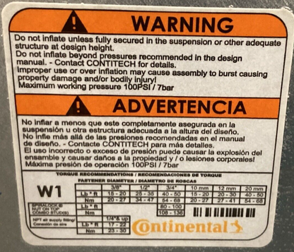 NEW GENUINE Contitech 64645 AIR SPRING BAG 10 10.5-15 P460 CT
