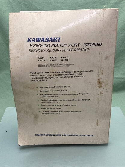 KAWASAKI CLYMER M445 KX80-450 PISTON PORT 1974-1980 SERVICE MANUAL