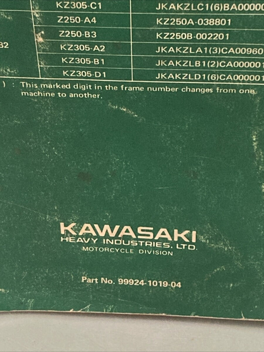 KAWASAKI 99924-1019-04 Z250 KZ305 1981 SERVICE MANUAL
