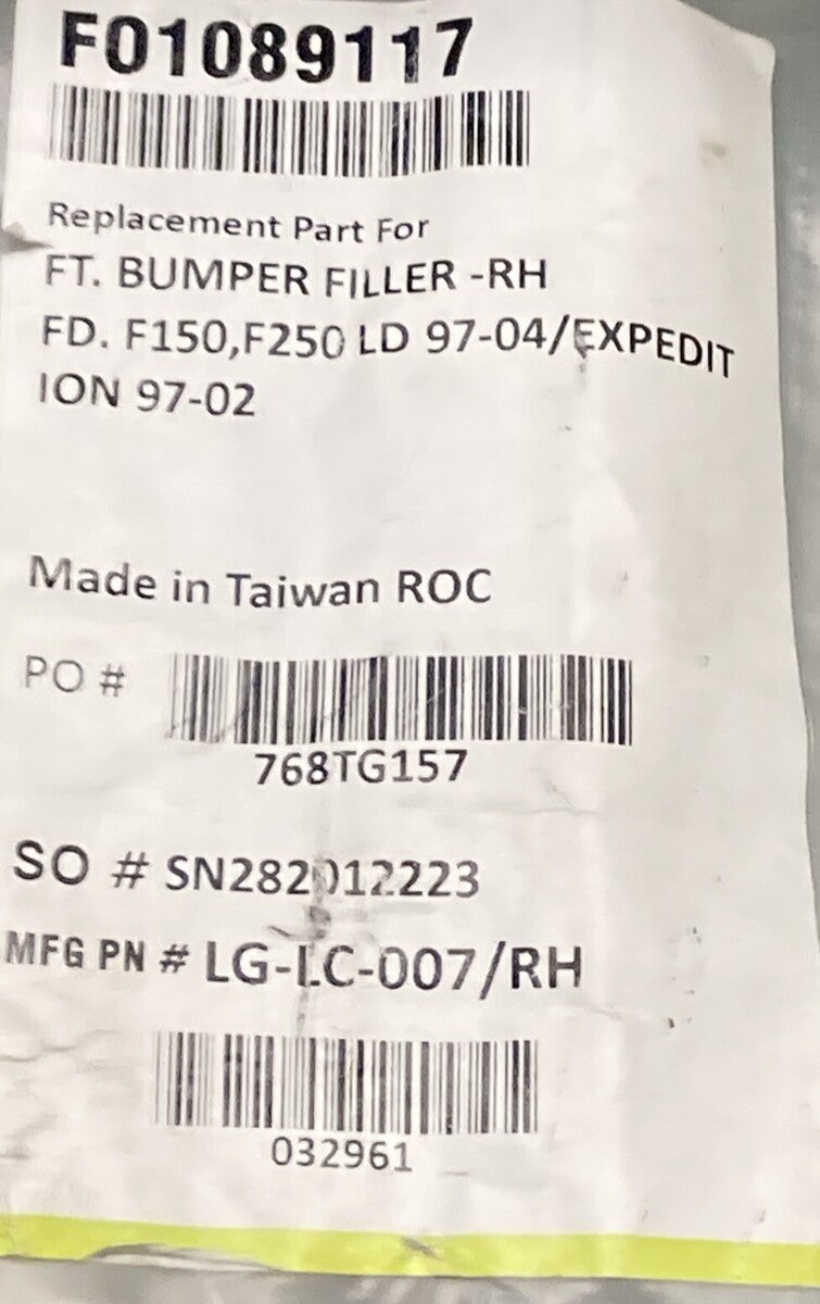 NEW REPLACES FORD F01089117 Front Bumper Filler Panel FITS 97-04 FORD F150