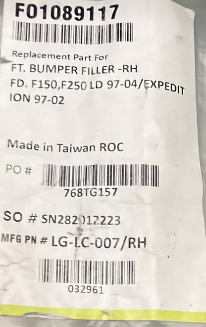 NEW REPLACES FORD F01089117 Front Bumper Filler Panel FITS 97-04 FORD F150
