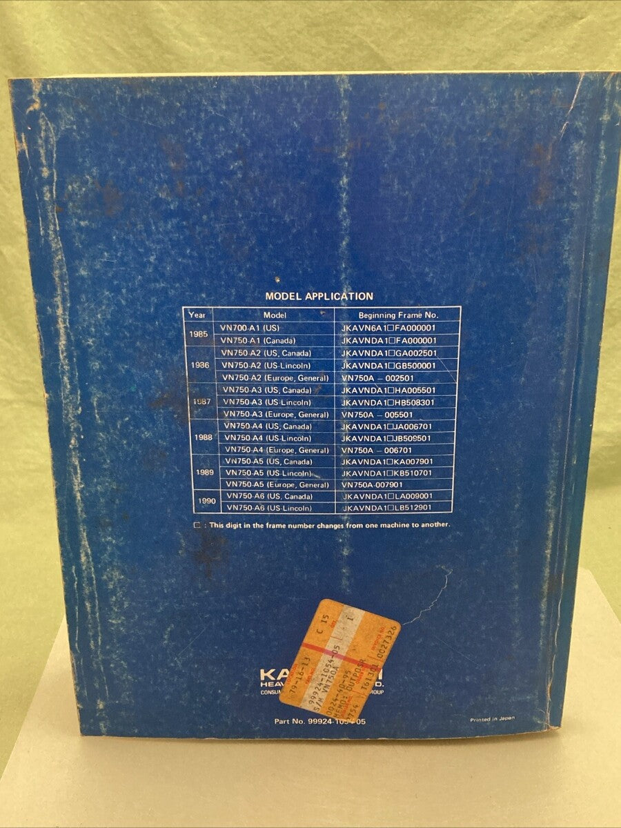 KAWASAKI 99924-1054-05 VULCAN VN750 TWIN 1990 SERVICE MANUAL