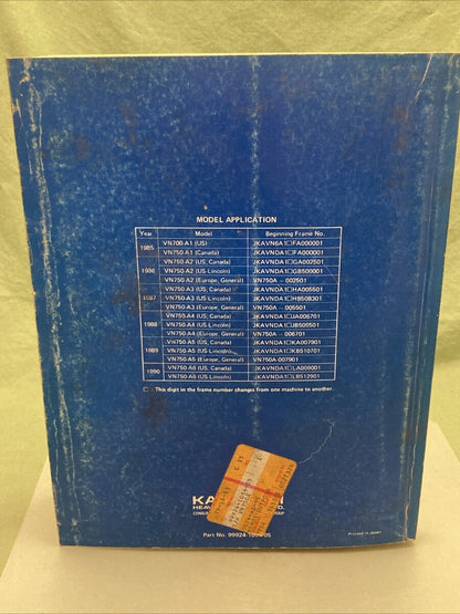 KAWASAKI 99924-1054-05 VULCAN VN750 TWIN 1990 SERVICE MANUAL