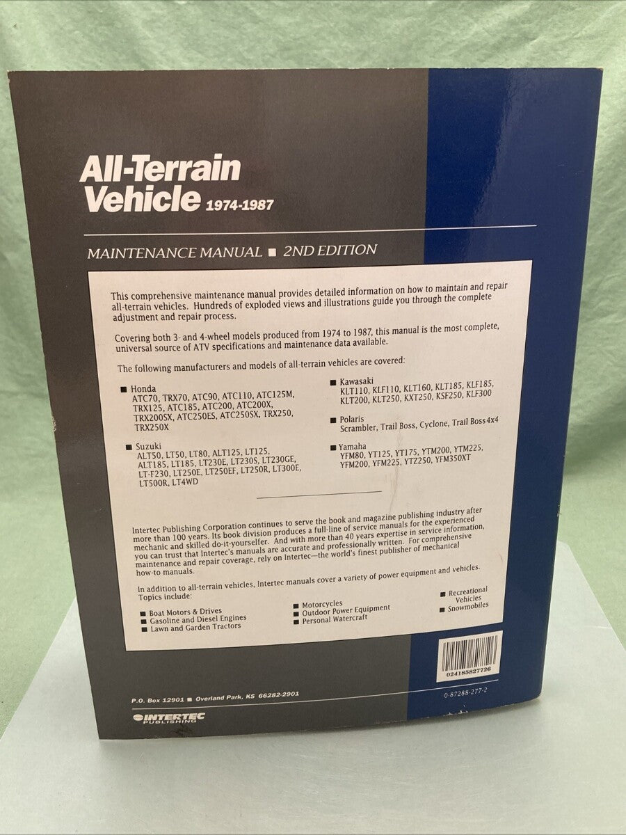 INTERTEC ATV1-2 ALL TERRAIN VEHICLE 74-87 MAINTENANCE MANUAL 2ND EDITION