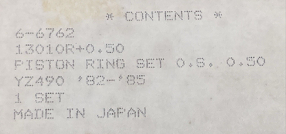 NEW YAMAHA 6-6762 PISTON RING SET 0.50 O/S 87MM YZ490 '82-'85