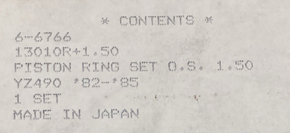 NEW GENUINE YAMAHA 6-766 PISTON RING SET 1.50 87MM O/S YZ490 '82-'85