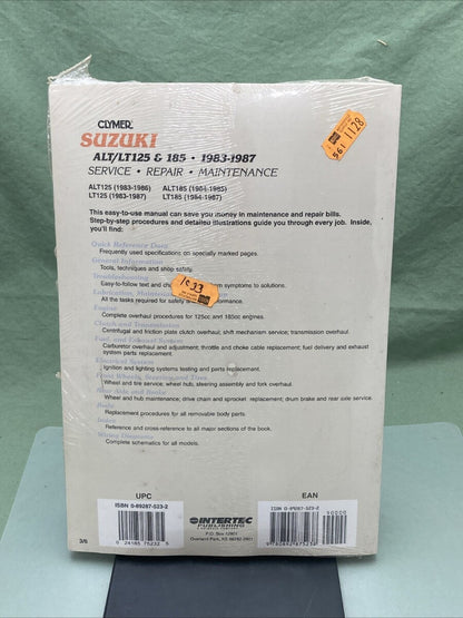 NEW CLYMER M381 ALT/LT125 & 185 83-87 SERVICE MANUAL SUZUKI