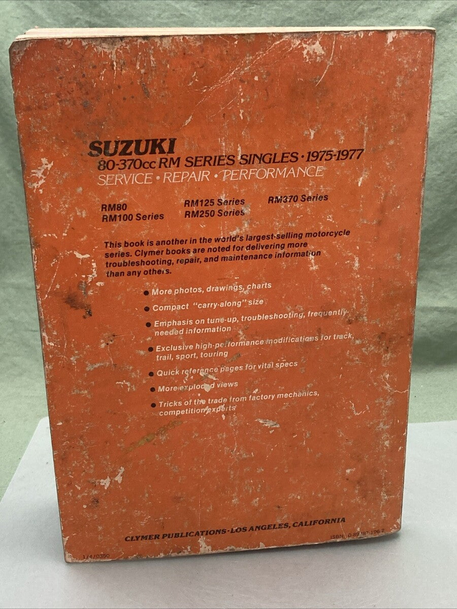 CLYMER M371 80-370CC RM SERIES SINGLES 75-77 SERVICE MANUAL SUZUKI