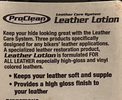 NEW GENUINE PROCLEAN1000 LEATHER LOTION 8 0Z