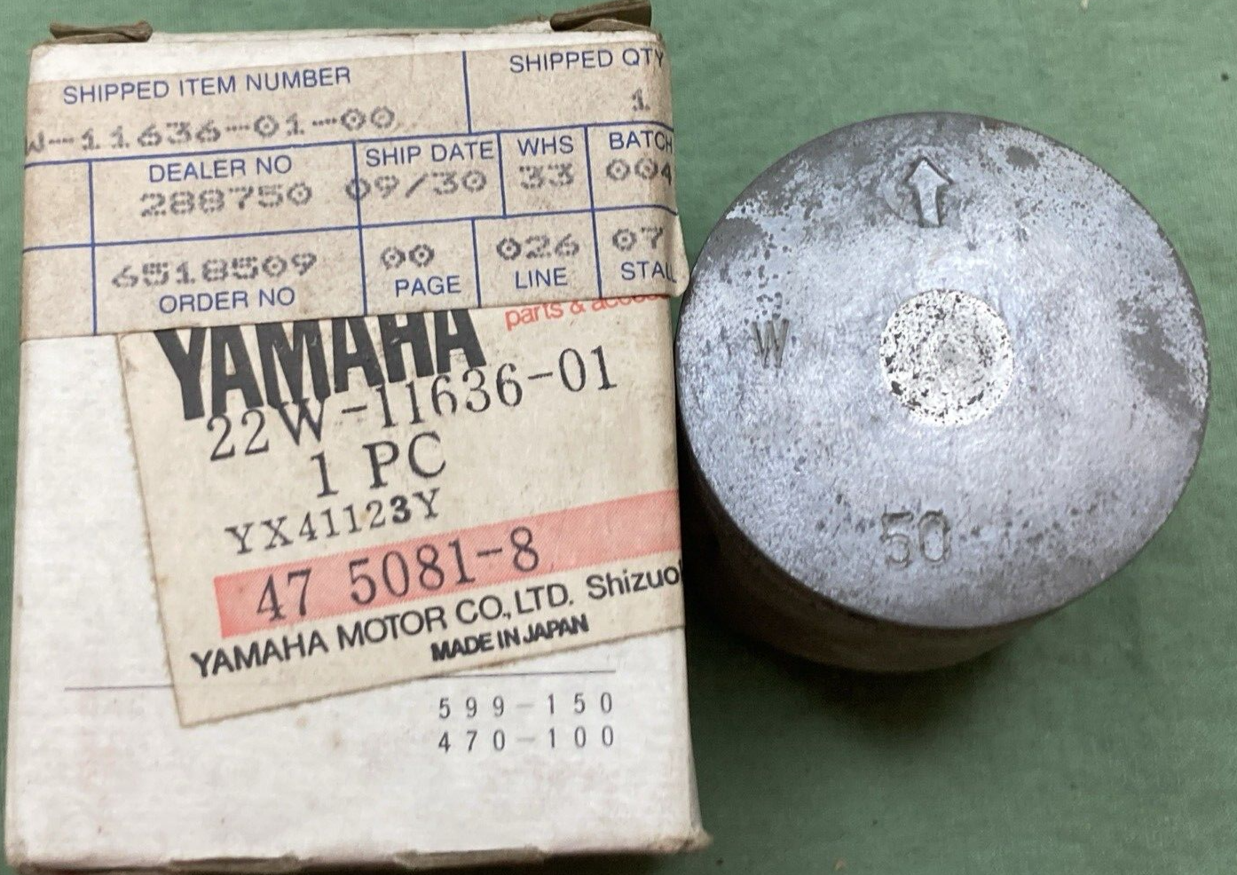 NEW GENUINE YAMAHA 22W-11636-01 PISTON 2ND 0.50 O/S