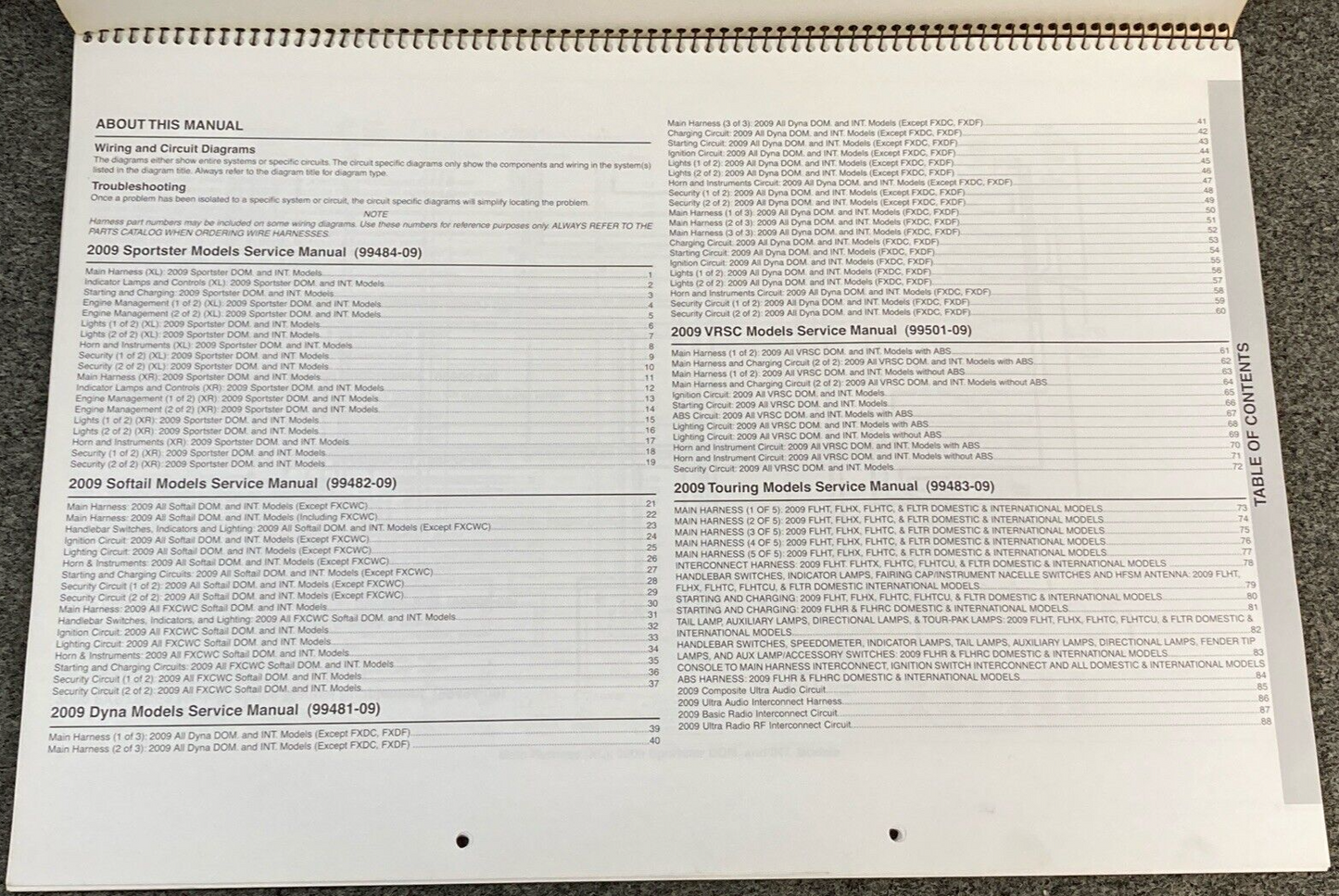 GENUINE HARLEY DAVIDSON 99949-09 WIRING DIAGRAMS BOOK 2009