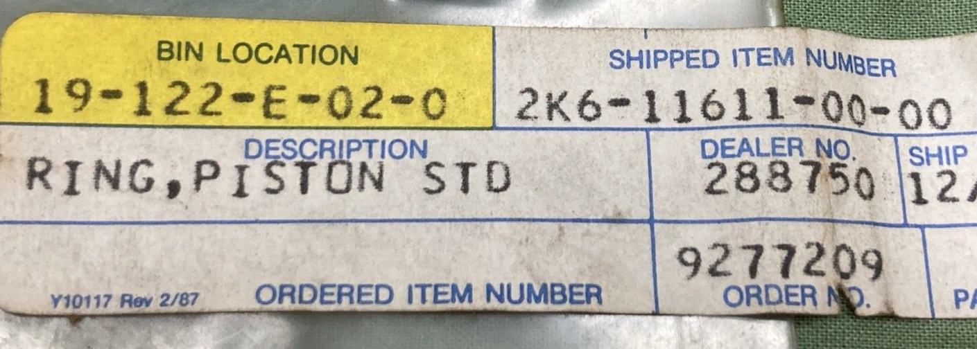 NEW GENUINE YAMAHA 2K6-11611-00 PISTON RING STD