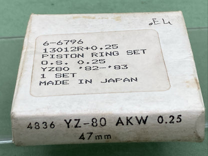 NEW REPLACES YAMAHA 6-6796 PISTON RING SET 0.25 47MM O/S '82-'83 YZ80