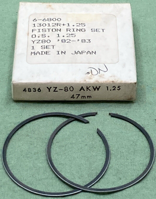 NEW REPLACES YAMAHA 6-6800 PISTON RING SET 1.25 47MM O/S '82-'83 YZ80